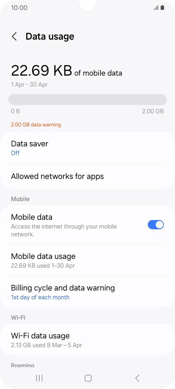 The total data usage is displayed.