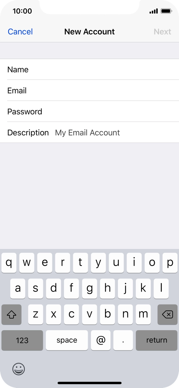 Press Password and key in the password for your email account. Press Password and key in the password for your email account.