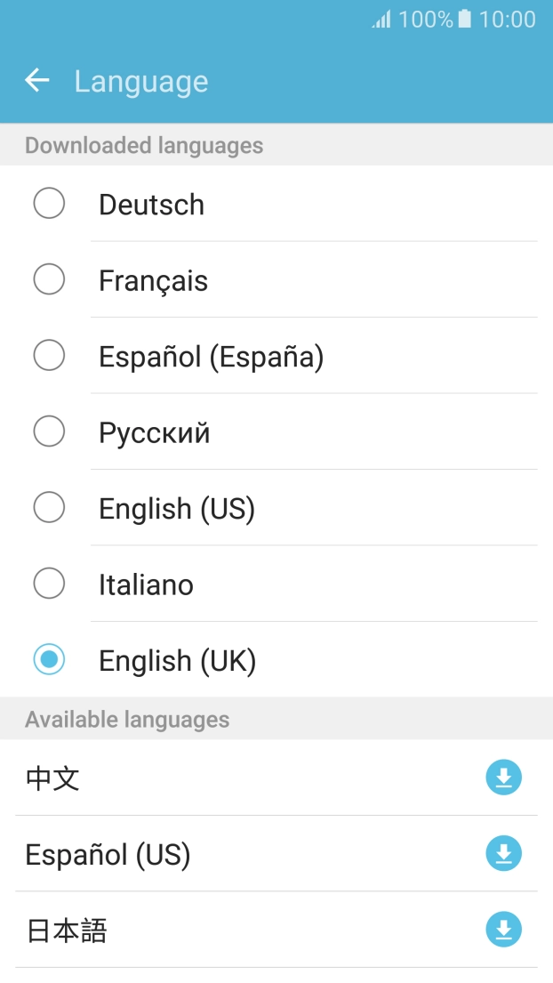 Press the required language.