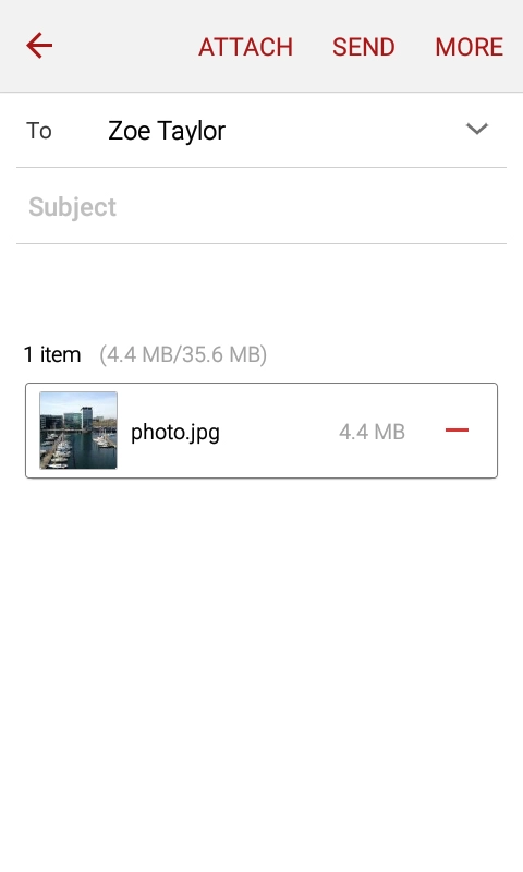 Press Subject and key in the subject of your email.
