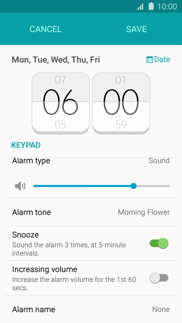 Press Alarm name.