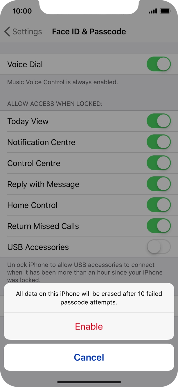 If you turn on the function, press Enable. If you turn on the function, press Enable.
