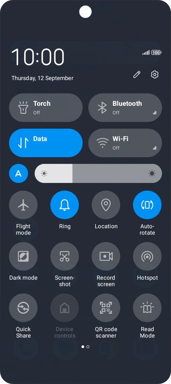 Press the settings icon. Press the settings icon.