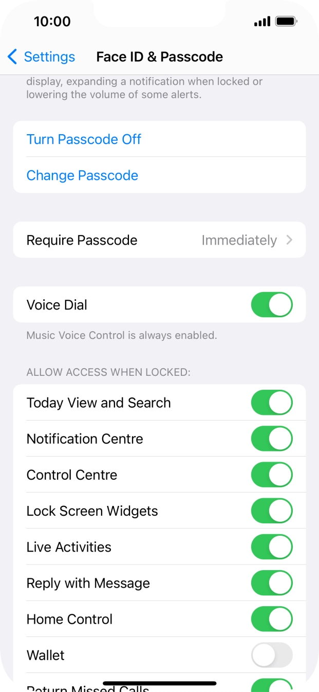 Press Turn Passcode Off and key in the phone lock code.
