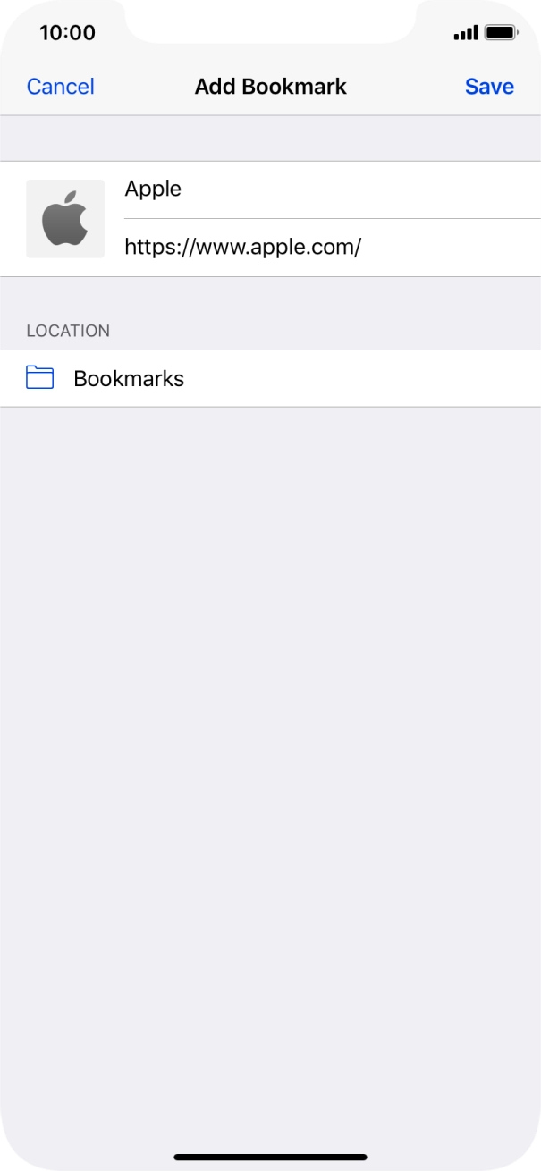 Key in the required name of the bookmark and press Save.