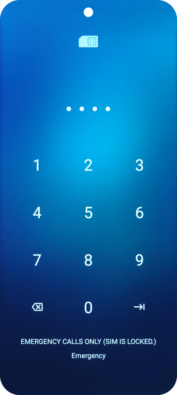 If your SIM is locked, key in your PIN and press arrow right. If your SIM is locked, key in your PIN and press arrow right.