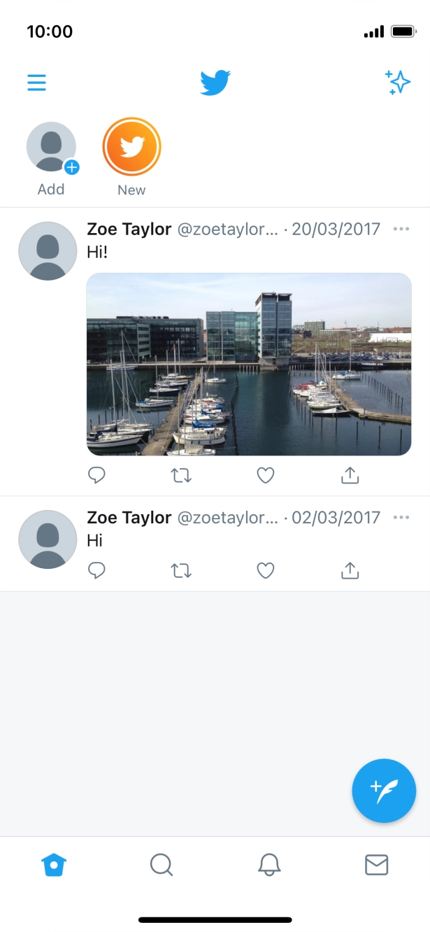 Press the new tweet icon. Press the new tweet icon.