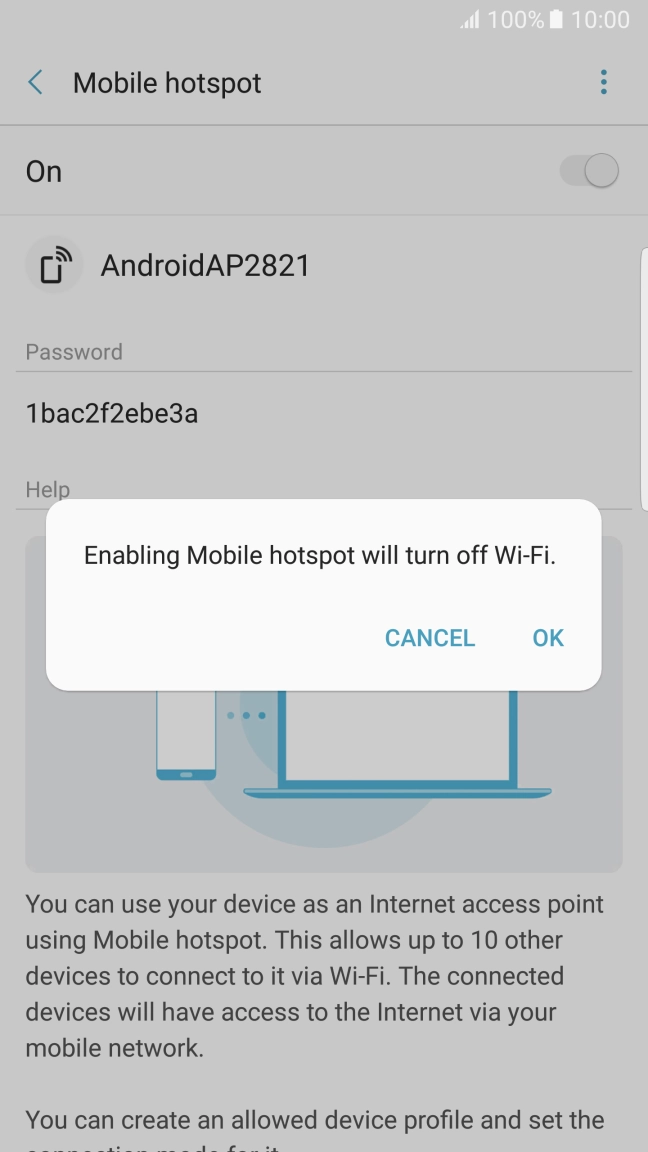 If Wi-Fi is turned on, press OK. If Wi-Fi is turned on, press OK.