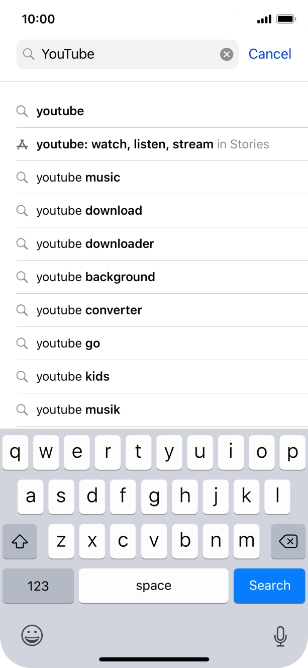 Key in YouTube and press Search. Key in YouTube and press Search.
