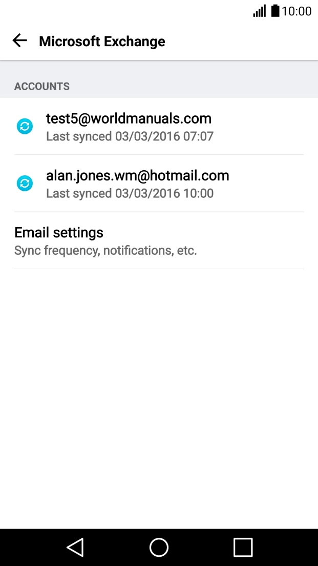 Press the required email account.