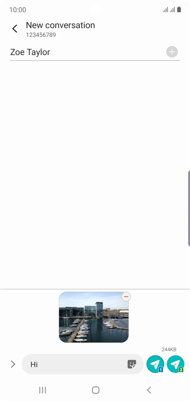 Press the send icon next to the required SIM when you've finished your picture message.