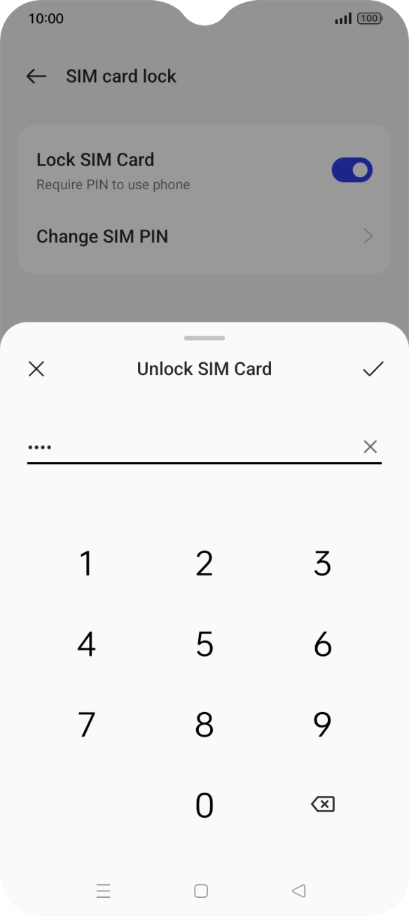 Key in your PIN and press the confirm icon. Key in your PIN and press the confirm icon.