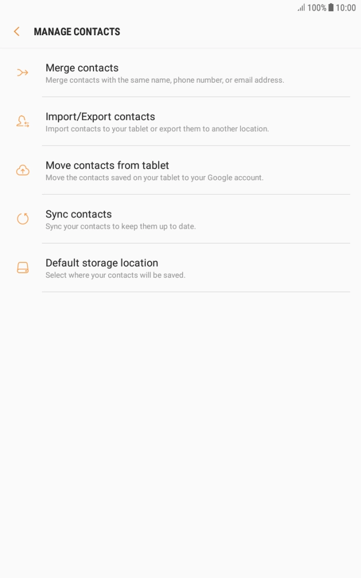 Press Import/Export contacts. Press Import/Export contacts.