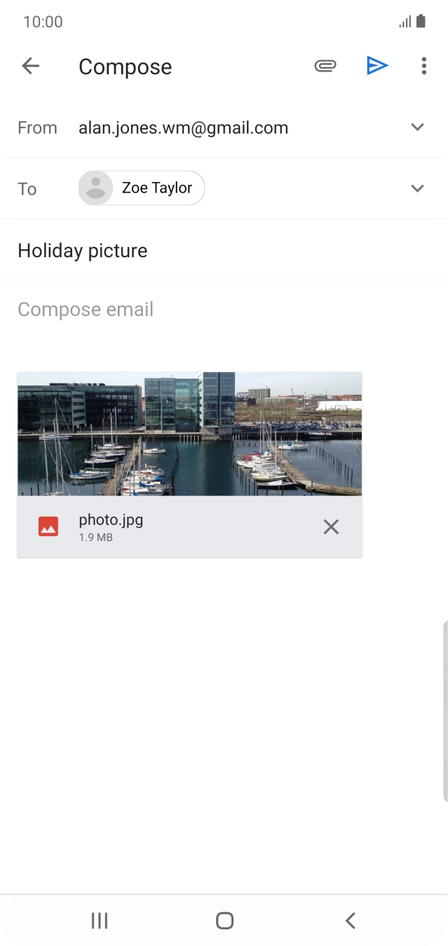 Press the text input field and write the text for your email.