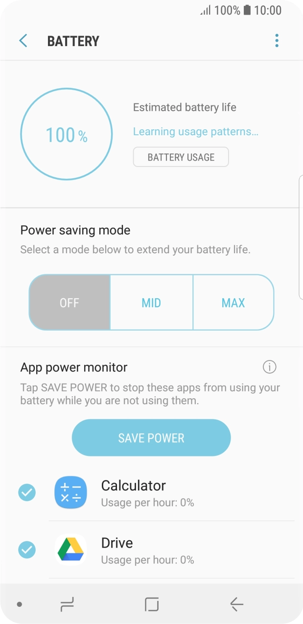 Press the required setting. Press the required setting.