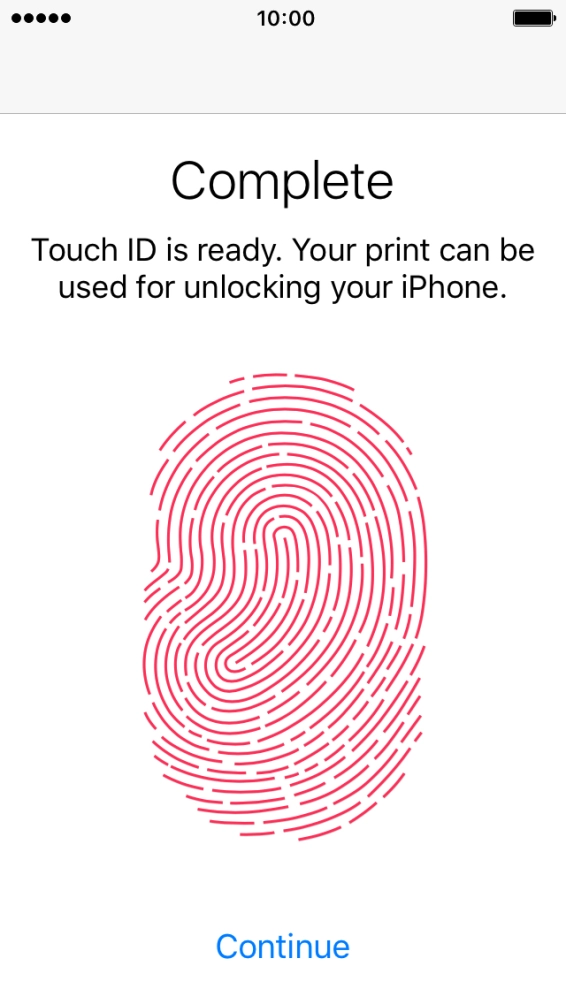 Press Continue. If you haven't previously selected a phone lock code, key in a code of your own choice twice.