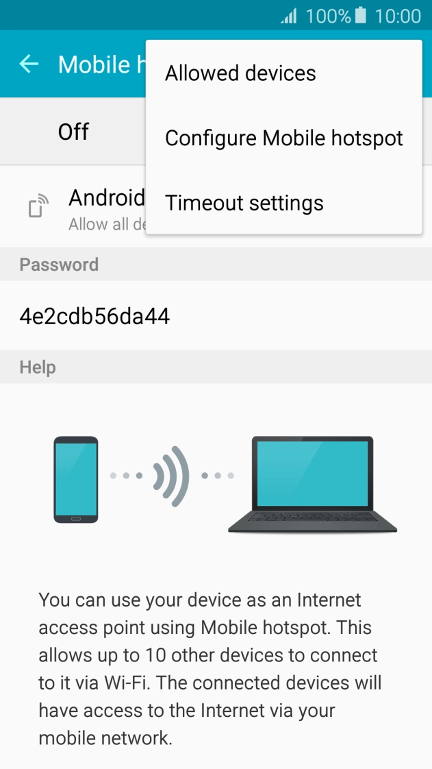 Press Configure Mobile hotspot. Press Configure Mobile hotspot.