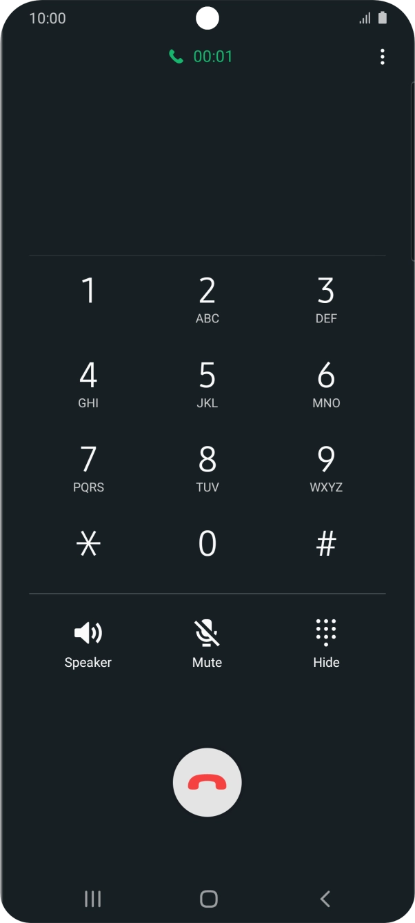 Press the end call icon. Press the end call icon.