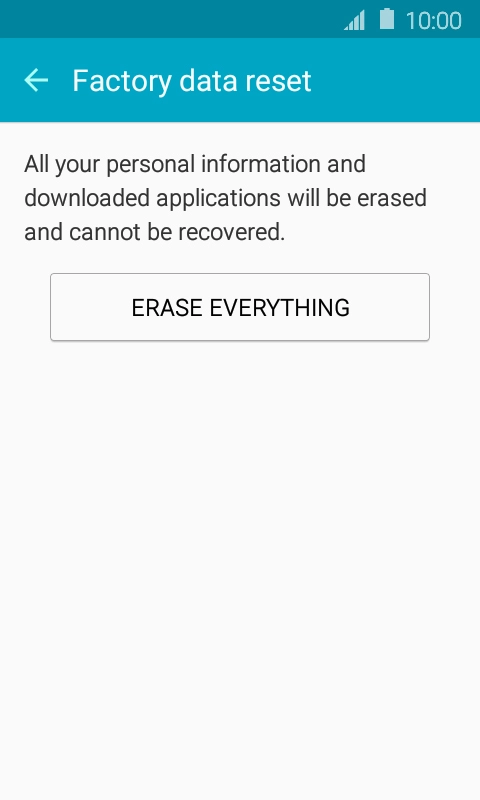 Press ERASE EVERYTHING. Wait a moment while the factory default settings are restored.
Follow the instructions on the screen to set up your phone and prepare it for use. Press ERASE EVERYTHING. Wait a moment while the factory default settings are restored.
Follow the instructions on the screen to set up your phone and prepare it for use.