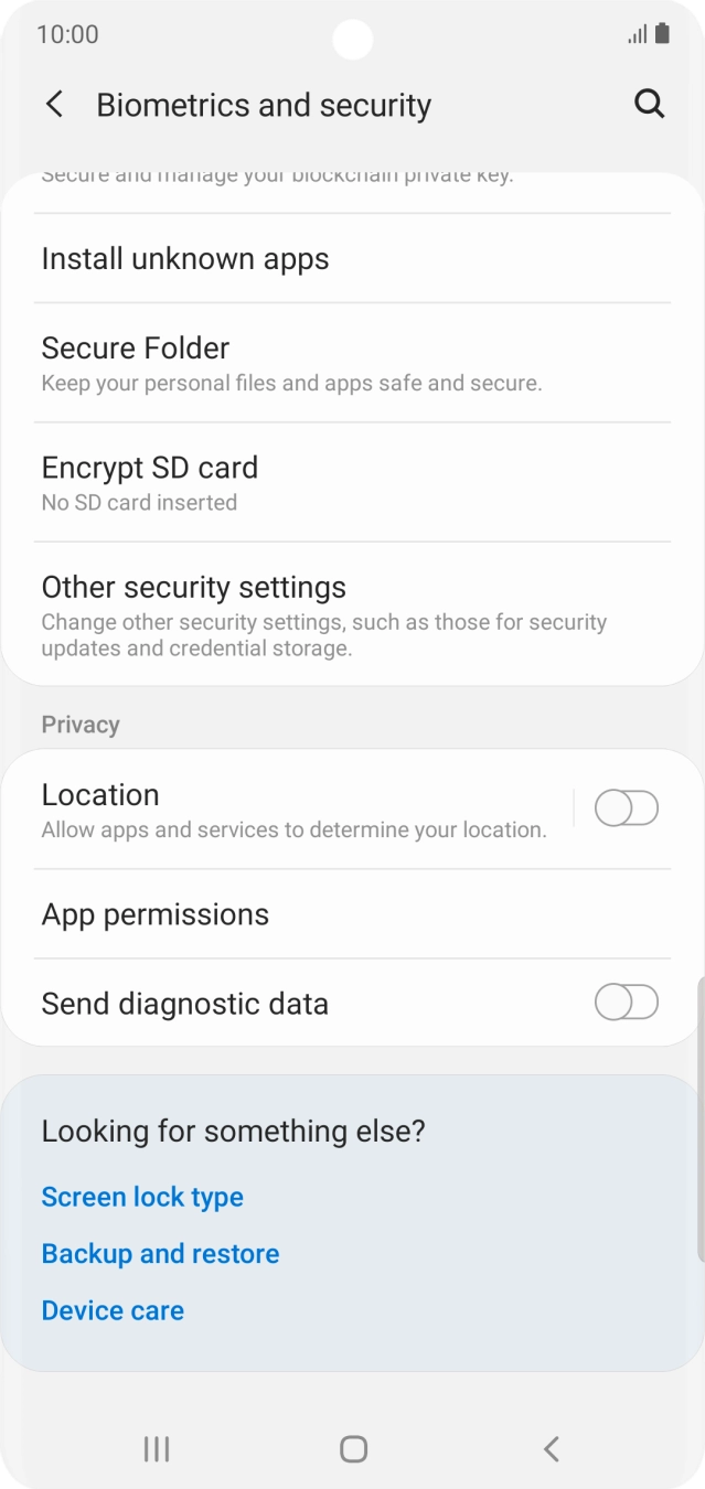 Press Other security settings. Press Other security settings.