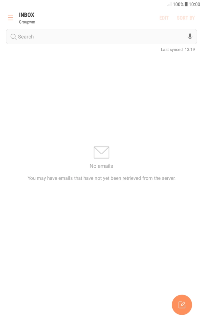 Press the new email icon. Press the new email icon.