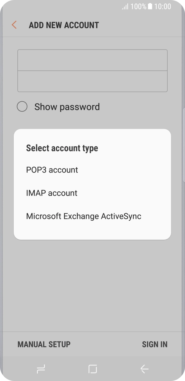 Press POP3 account. Press POP3 account.