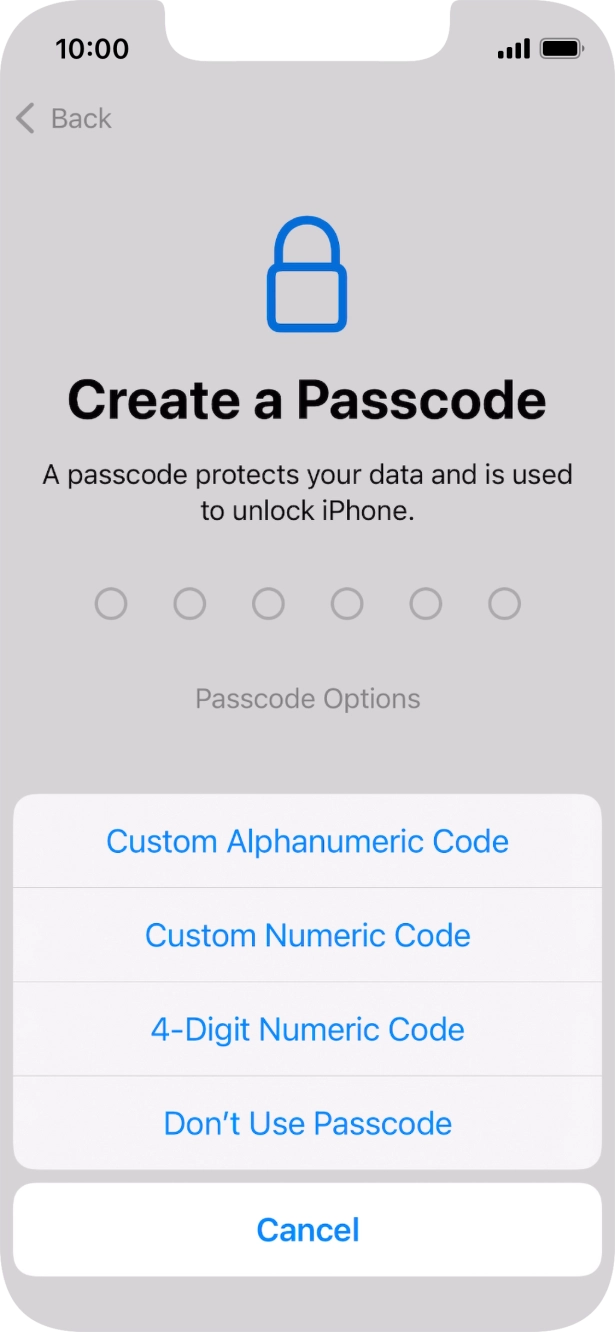 Follow the instructions on the screen to turn on use of phone lock code or press Don't Use Passcode. Follow the instructions on the screen to turn on use of phone lock code or press Don't Use Passcode.
