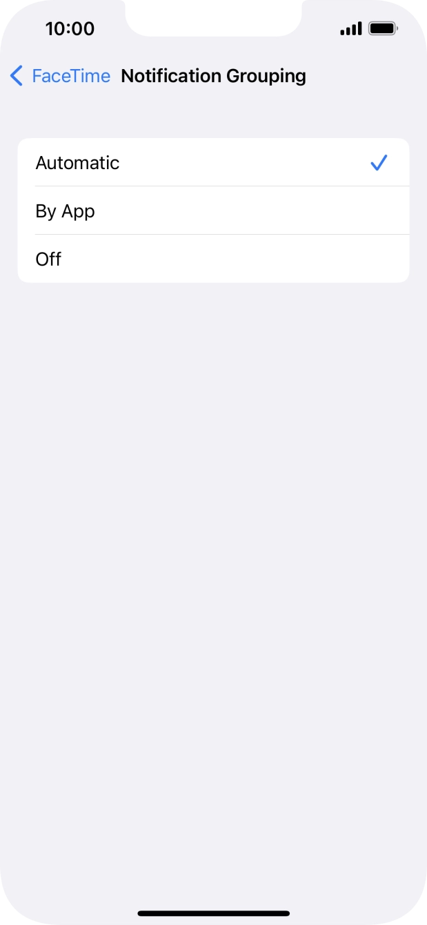 Press the required setting.