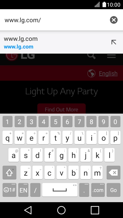 Key in the address of the required web page and press Go. Key in the address of the required web page and press Go.