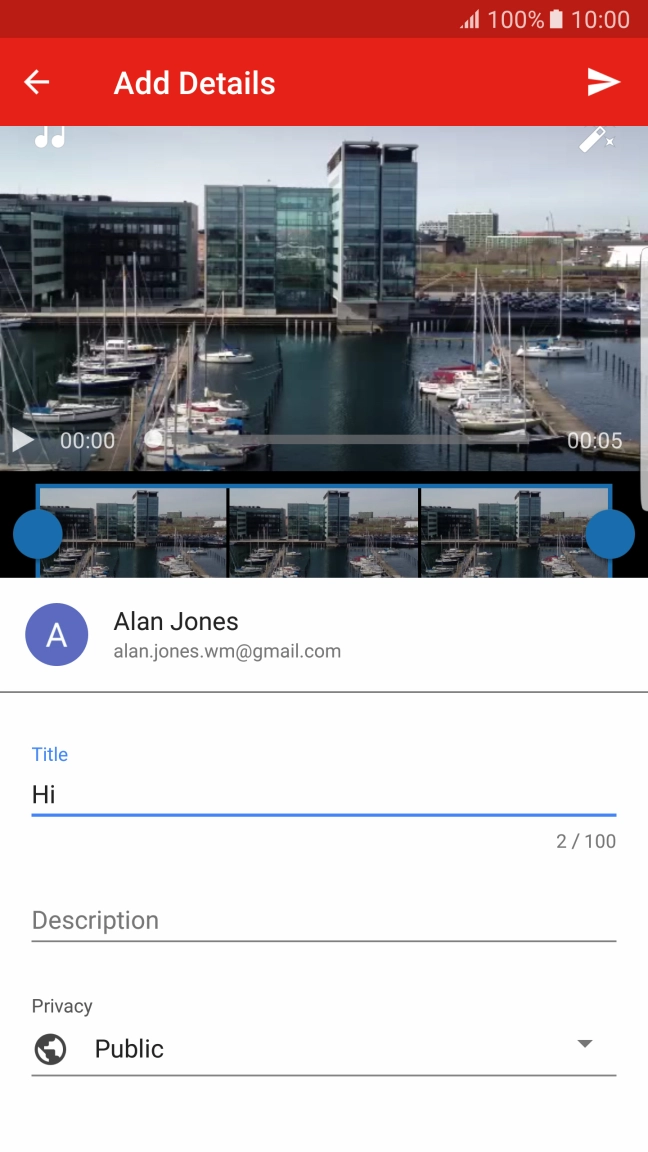 Key in the required text and press the upload icon.