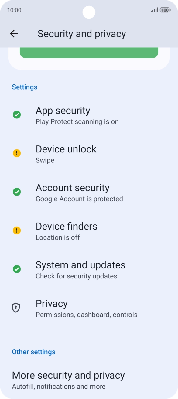 Press More security and privacy.