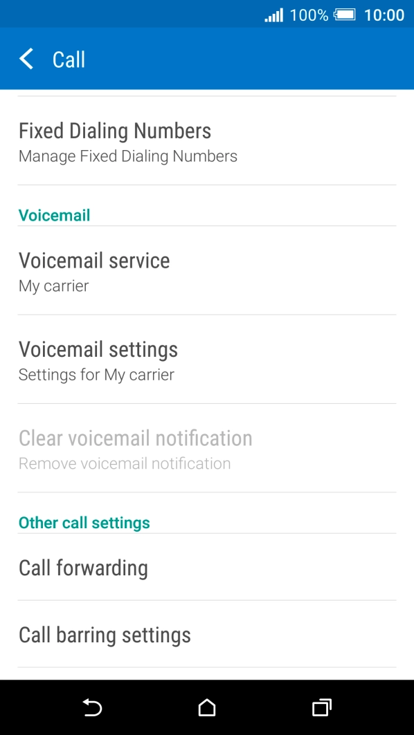 Press Voicemail settings.