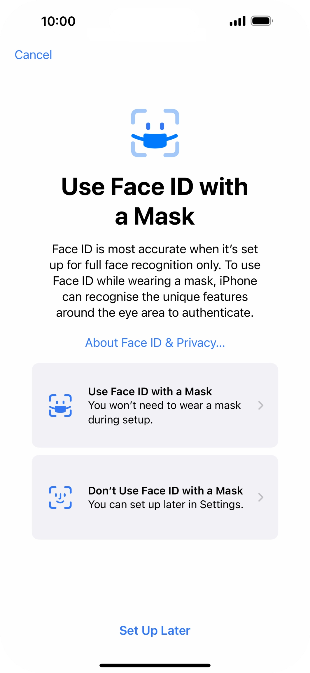 Using Face ID on my mobile phone - Optus
