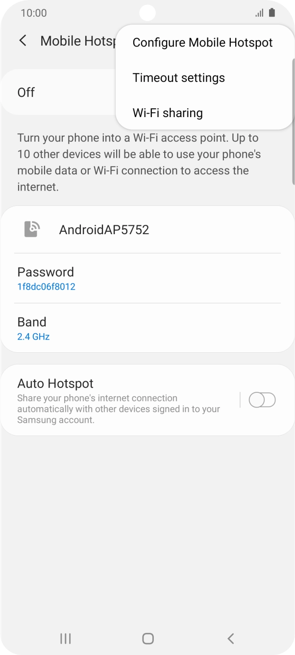 Press Configure Mobile Hotspot. Press Configure Mobile Hotspot.