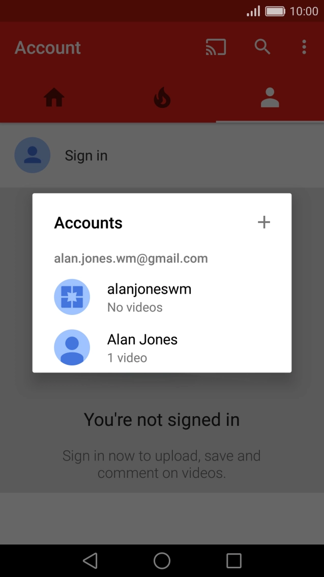 Press the required account.