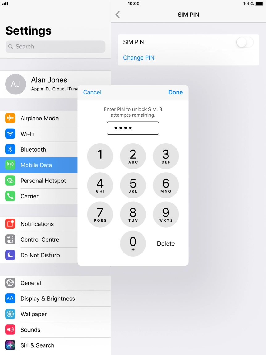 Key in your PIN and press Done. Key in your PIN and press Done.