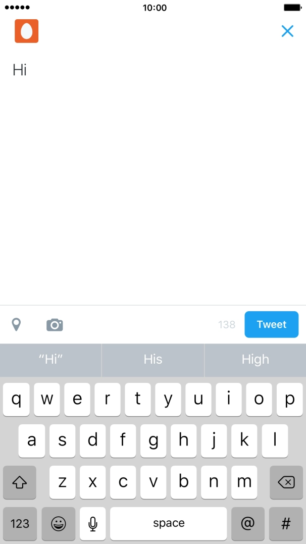 Write the required text and press Tweet.