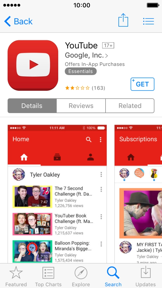 Press YouTube.