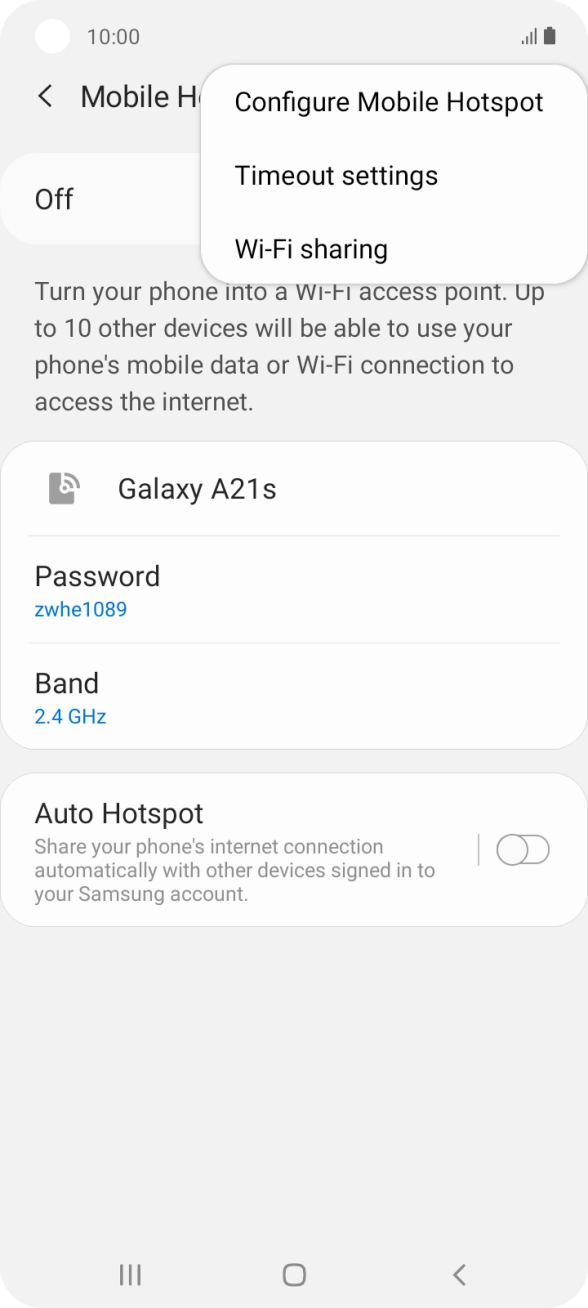 Press Configure Mobile Hotspot. Press Configure Mobile Hotspot.