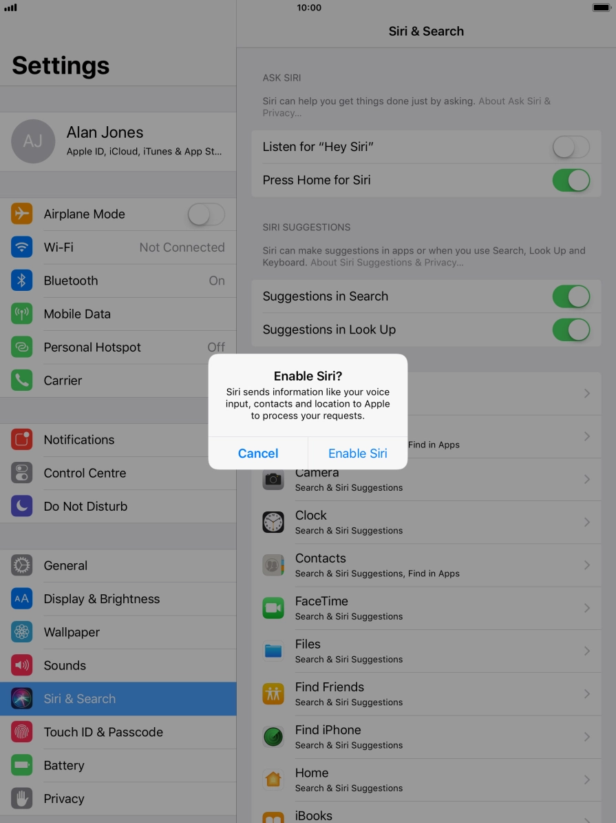 Press Enable Siri.