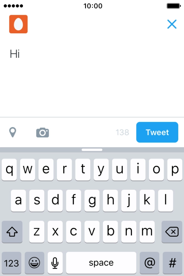 Write the required text and press Tweet. Write the required text and press Tweet.