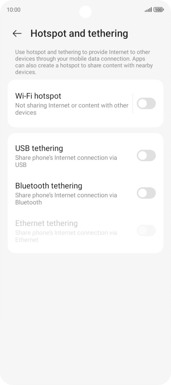 Press Wi-Fi hotspot. Press Wi-Fi hotspot.