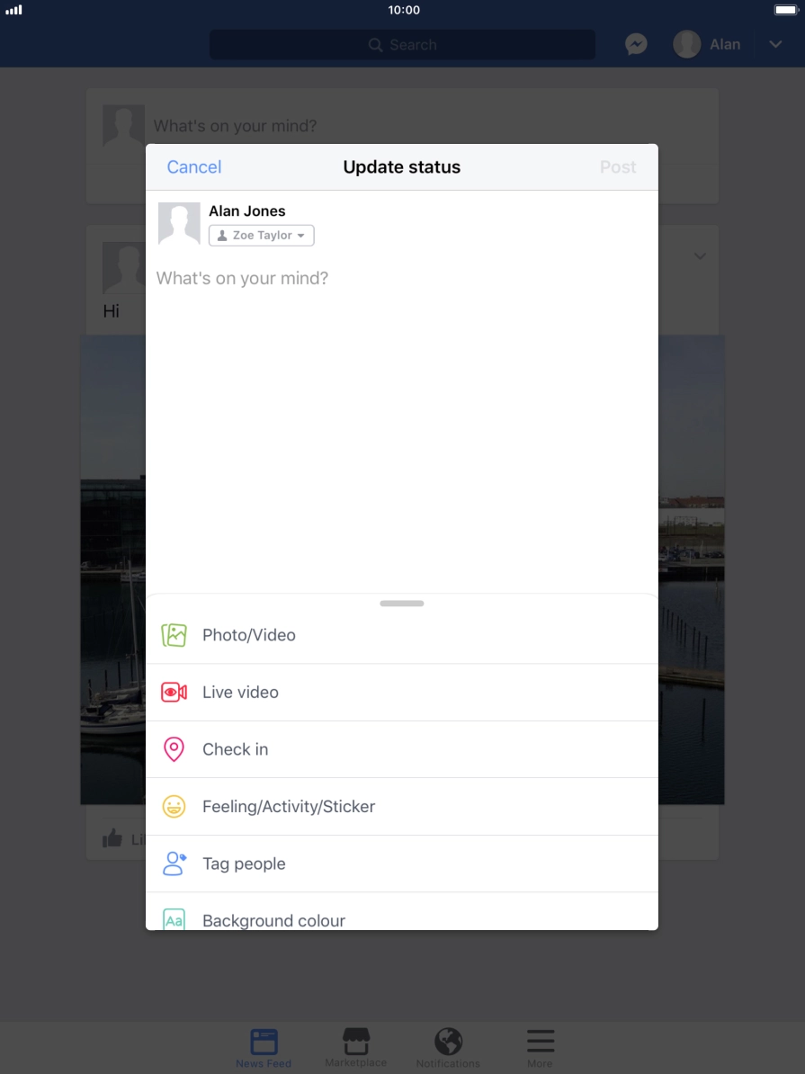 Press the text input field. Press the text input field.