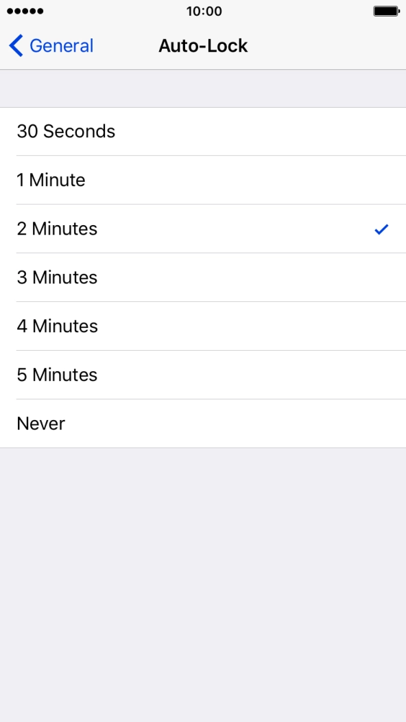 Press the required setting.