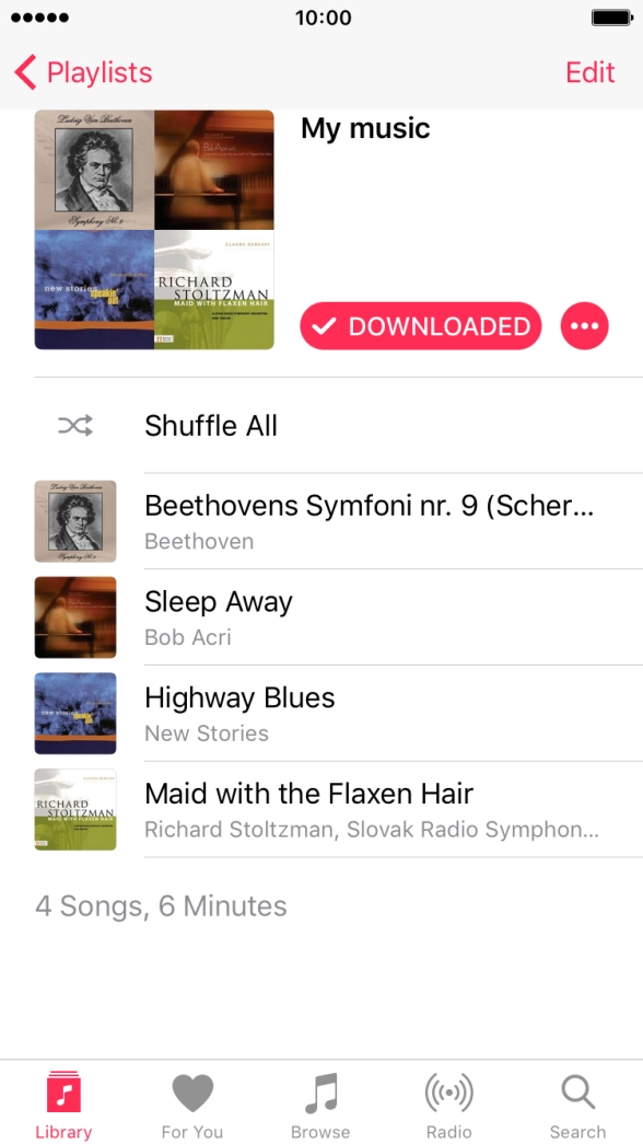 Hard press and hold the required audio file until a pop-up menu is displayed. Hard press and hold the required audio file until a pop-up menu is displayed.