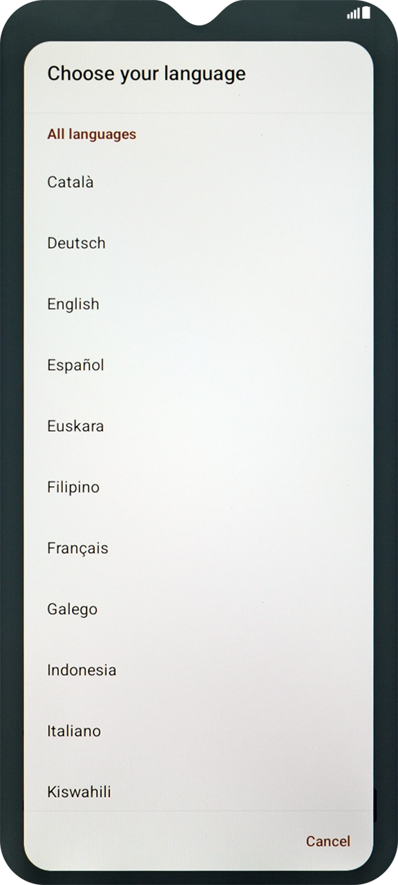 Press the required language. Press the required language.
