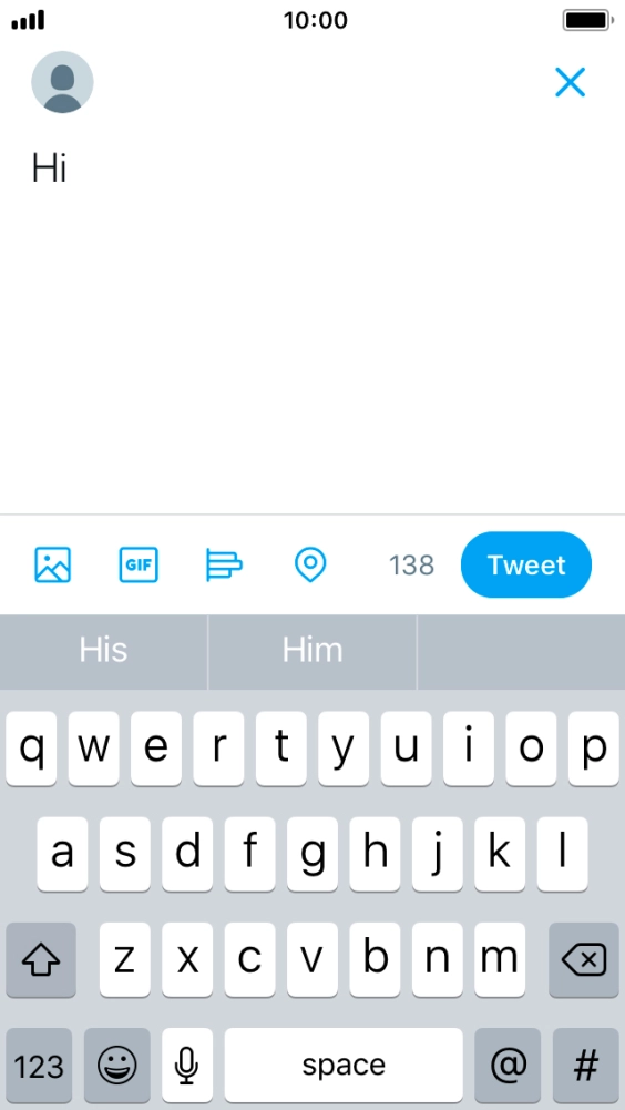 Write the required text and press Tweet. Write the required text and press Tweet.