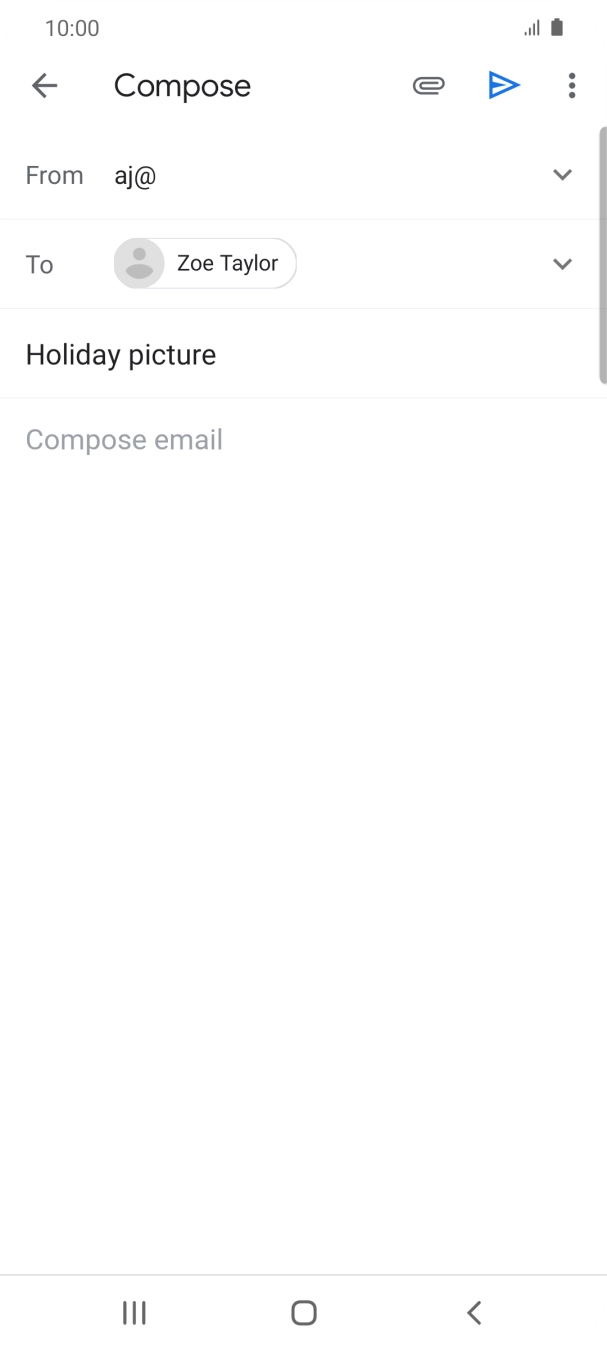 Press the text input field and write the text for your email. Press the text input field and write the text for your email.