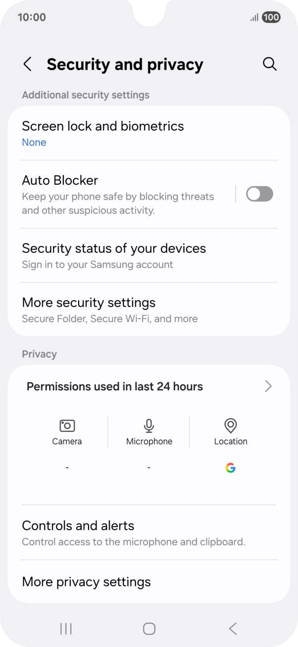 Press More security settings. Press More security settings.