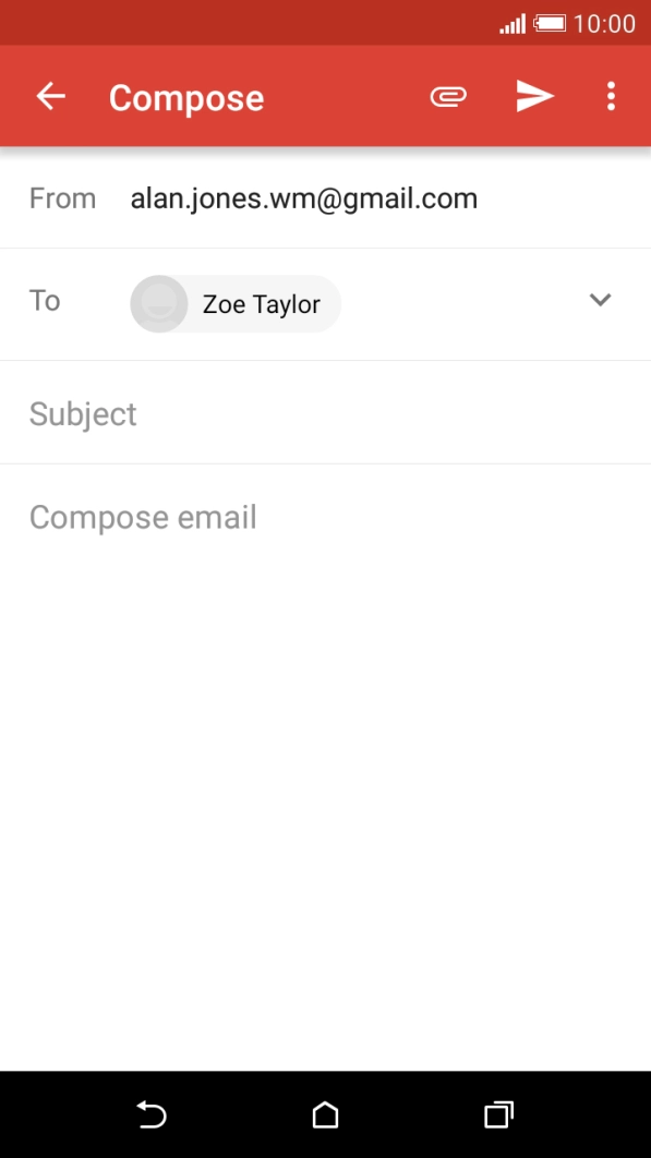 Press Subject and key in a subject for the email.